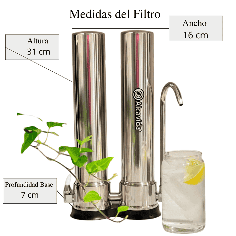 Filtro de agua para el grifo de 2 etapas Alcavida con membrana de ultrafiltración y filtro de carbon