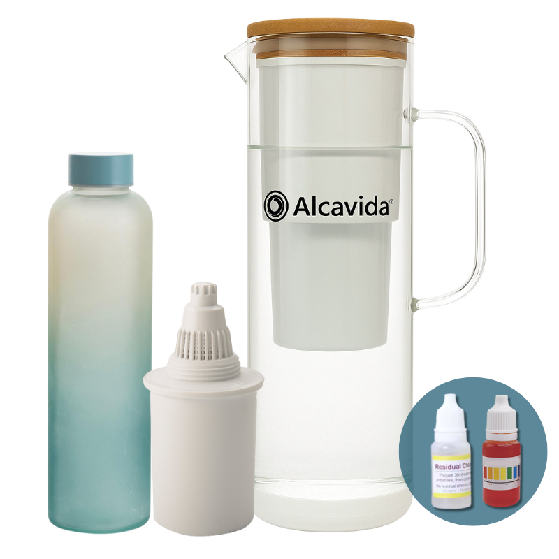 Jarra agua alcalina Alcavida Optima 350 de cristal Pack Oferta 6 meses.